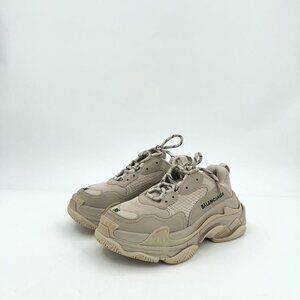 Balenciaga Triple S Womens Leather-Free Lace-Up Chunky Sneakers Size 36 Beige Th